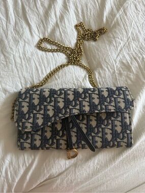 Blue and White Canvas Shoulder Bag